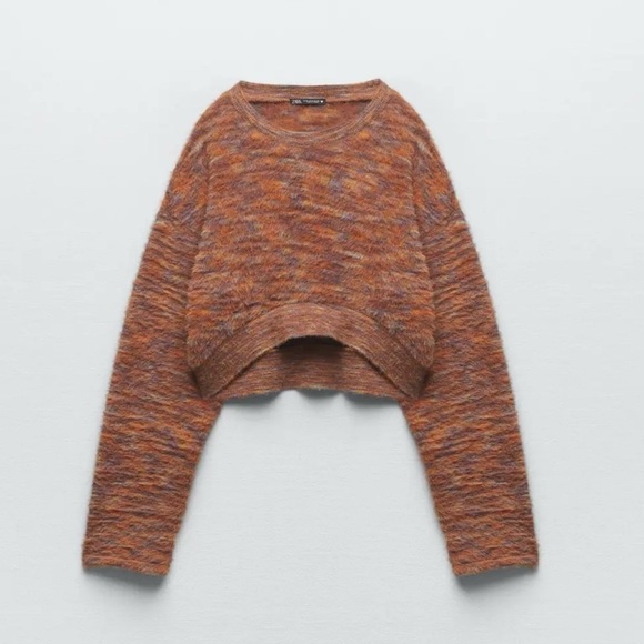 NWT ZARA Faux Fur Crop Sweater Multi M - Picture 4 of 12